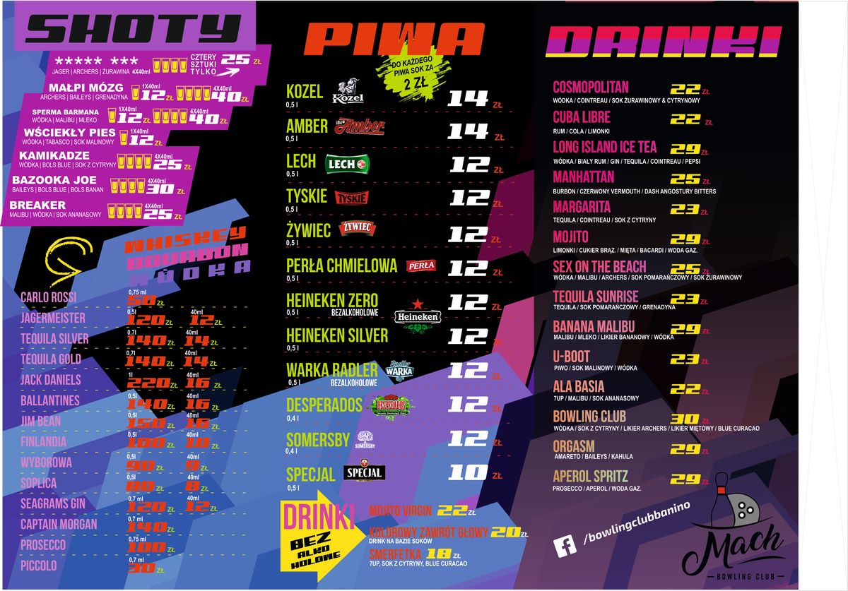 Mach menu drinki